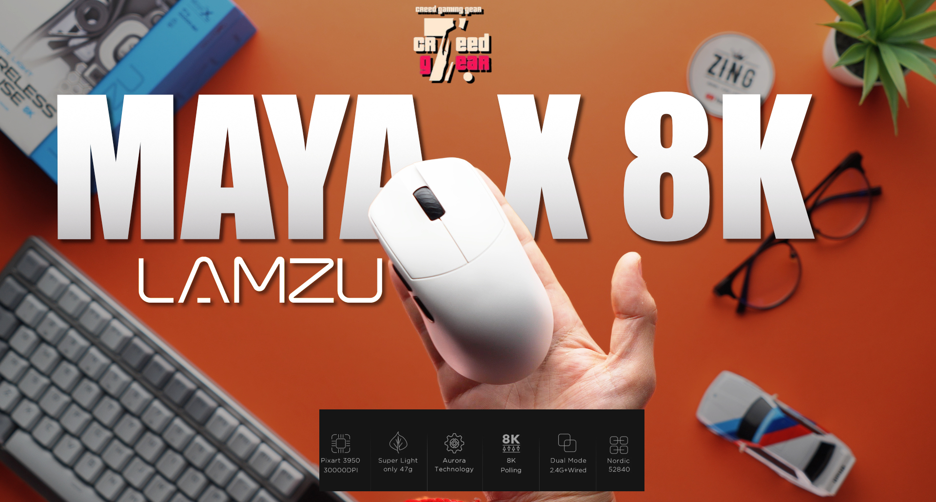 (CHÍNH HÃNG 12th) Chuột không dây siêu nhẹ Lamzu Maya 8KHz và Lamzu Maya X 8KHz chính hãng