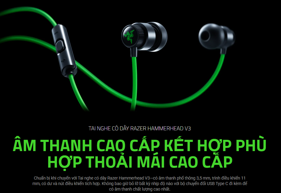 Tai nghe In-ear Razer Hammerhead V3 Wired